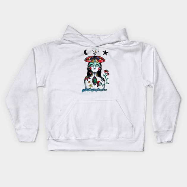 Serene at Night Kids Hoodie by rosana art